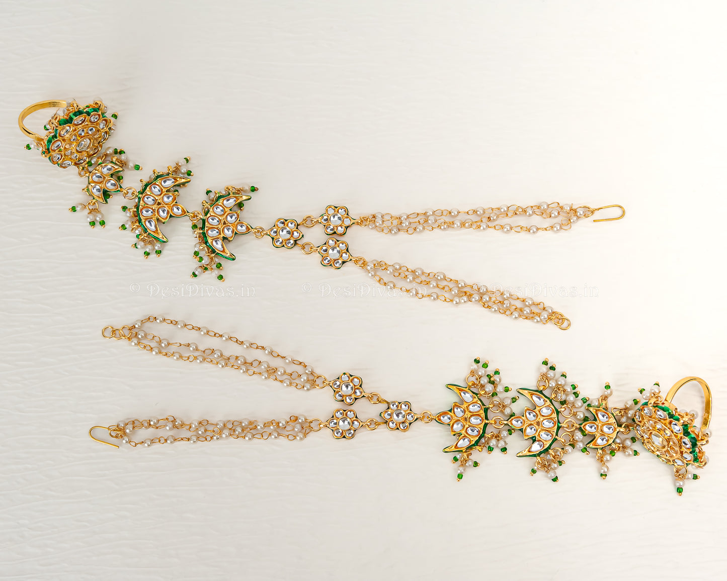 Elegant Gold finished Kundan Pearl bracelet with Ring