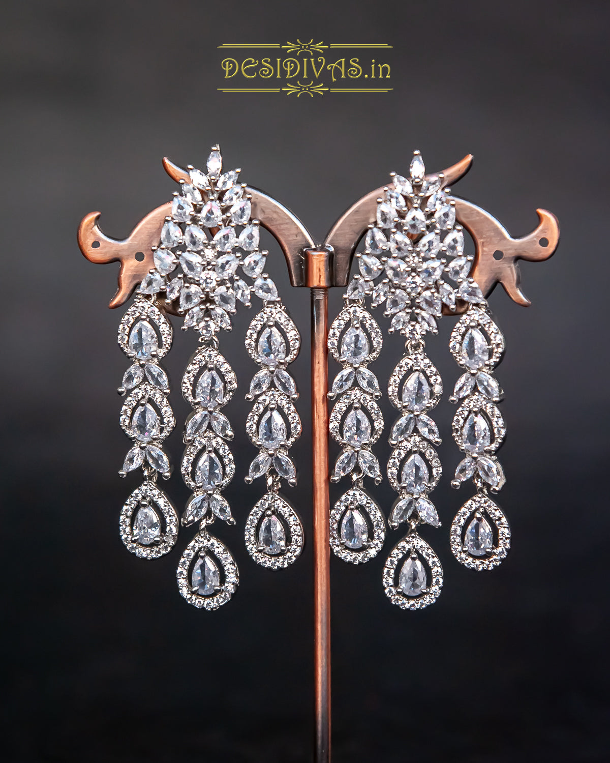 Dazzling CZ Rhodium Plated Bridal Necklace Set