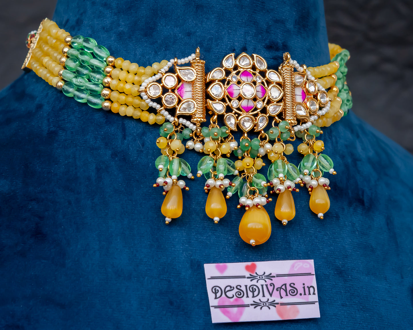 ''Kamalnayan'' Tyaani inspired kundan Polki Meena Chokar Necklace set