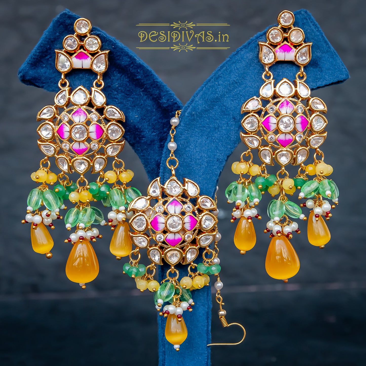 ''Kamalnayan'' Tyaani inspired kundan Polki Meena Chokar Necklace set