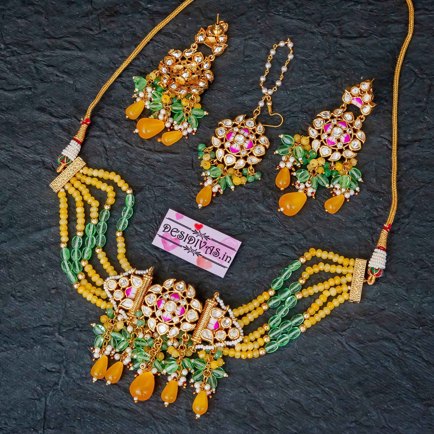 ''Kamalnayan'' Tyaani inspired kundan Polki Meena Chokar Necklace set