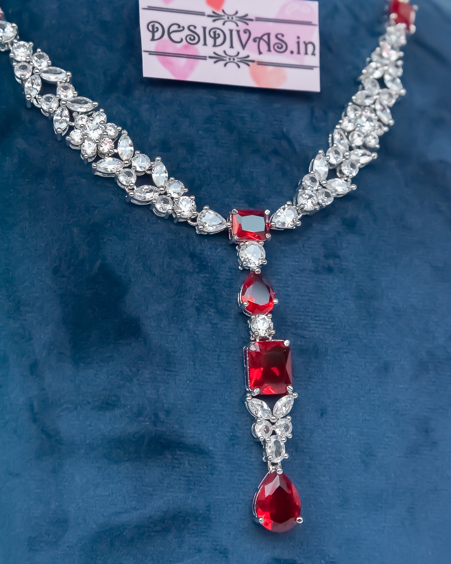 Dazzling CZ Rhodium Plated Wedding Necklace Set