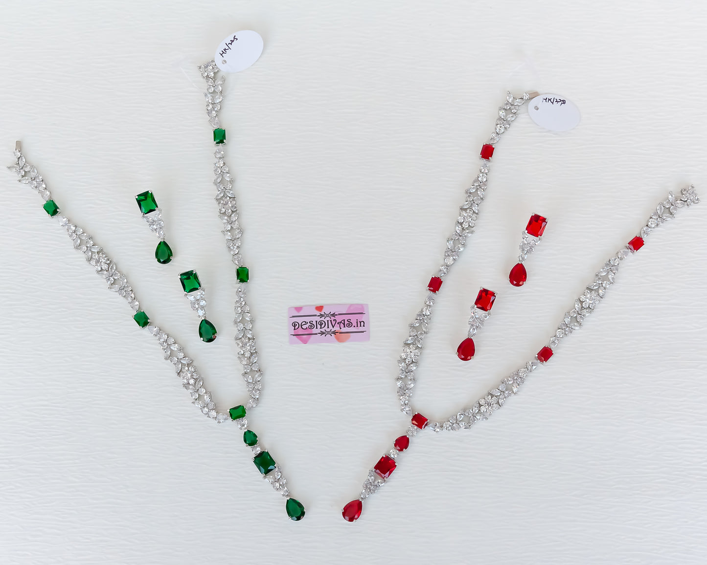 Dazzling CZ Rhodium Plated Wedding Necklace Set