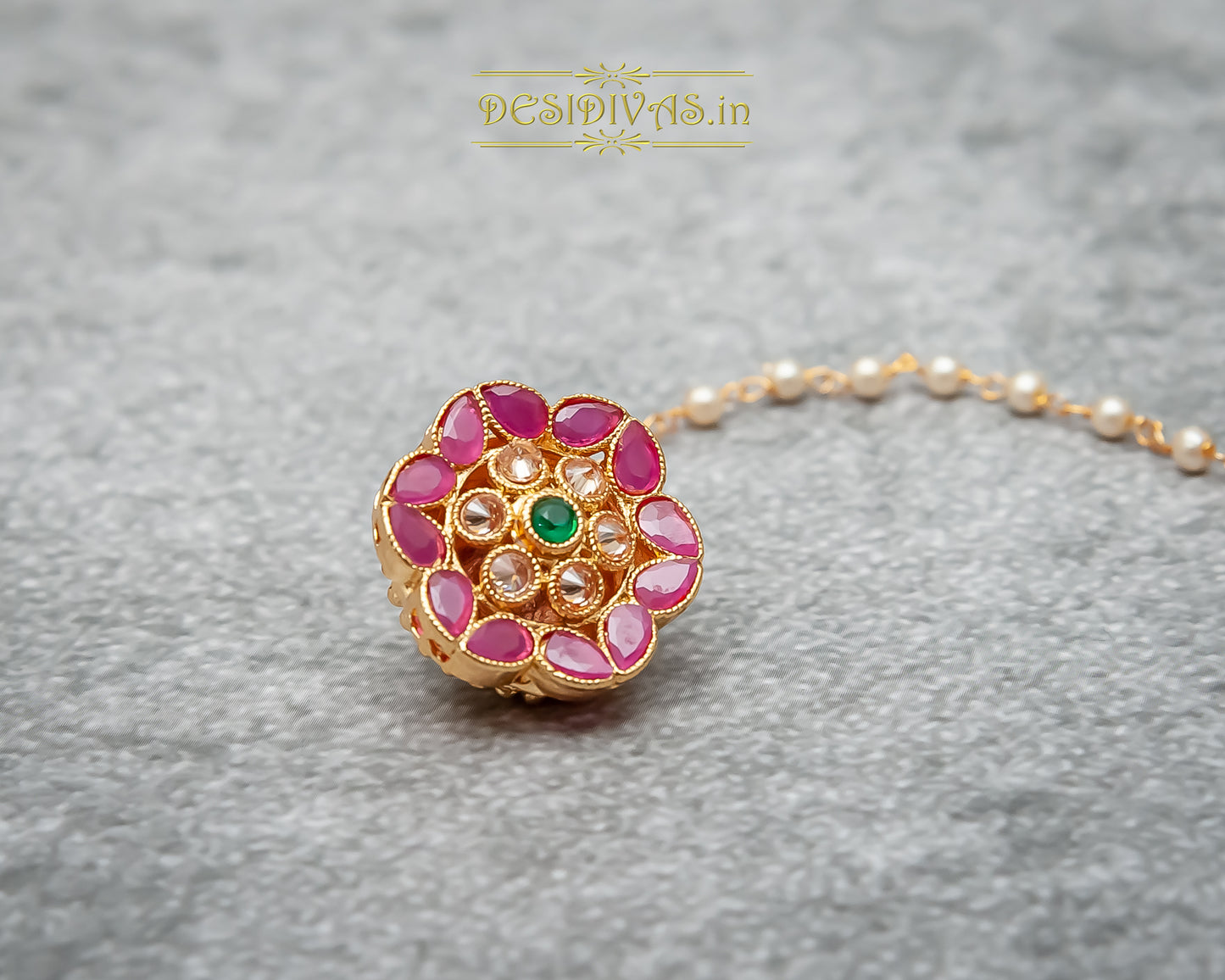 Ethnic colored stone CZ Borla/ Maang Tikka