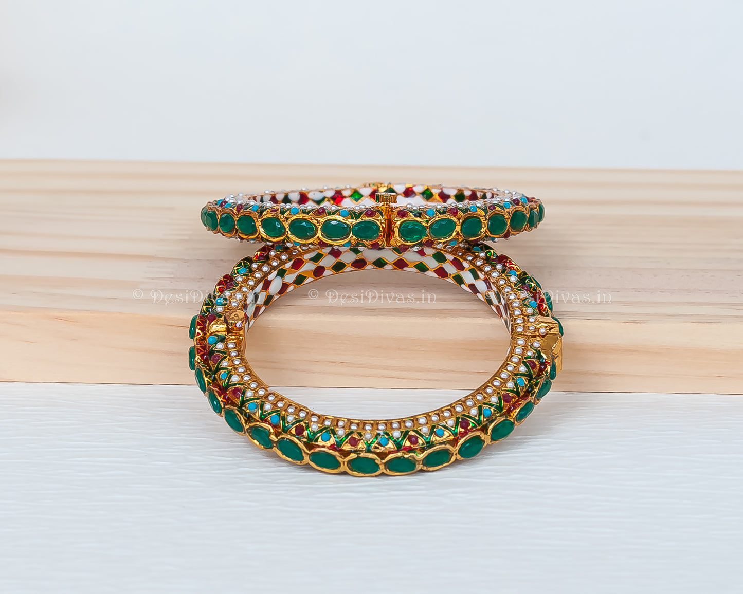 Jaipuri Rajwadi Pachali Meenakari Openable Kada Bangle, Indian Wedding jewelry