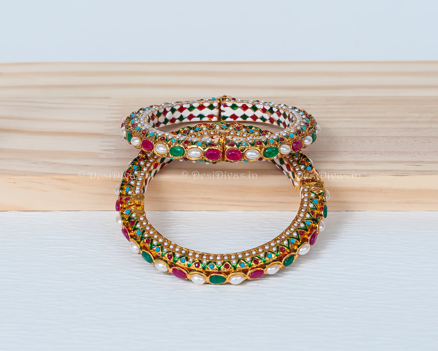 Jaipuri Rajwadi Pachali Meenakari Openable Kada Bangle, Indian Wedding jewelry