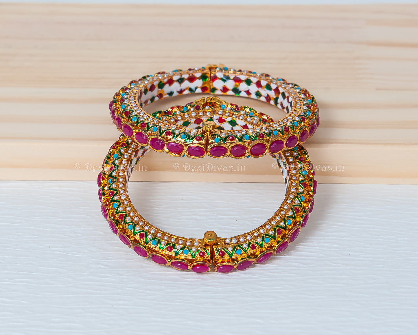 Jaipuri Rajwadi Pachali Meenakari Openable Kada Bangle, Indian Wedding jewelry