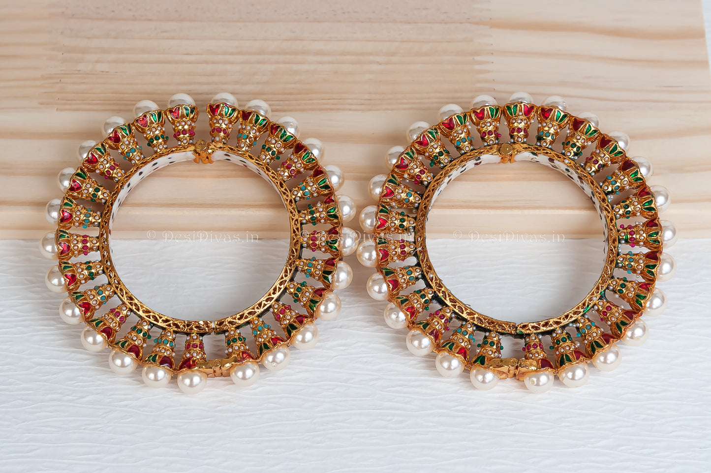 Jaipuri Rajwadi Pachali Meenakari Openable Kada Bangle, Indian Wedding jewelry