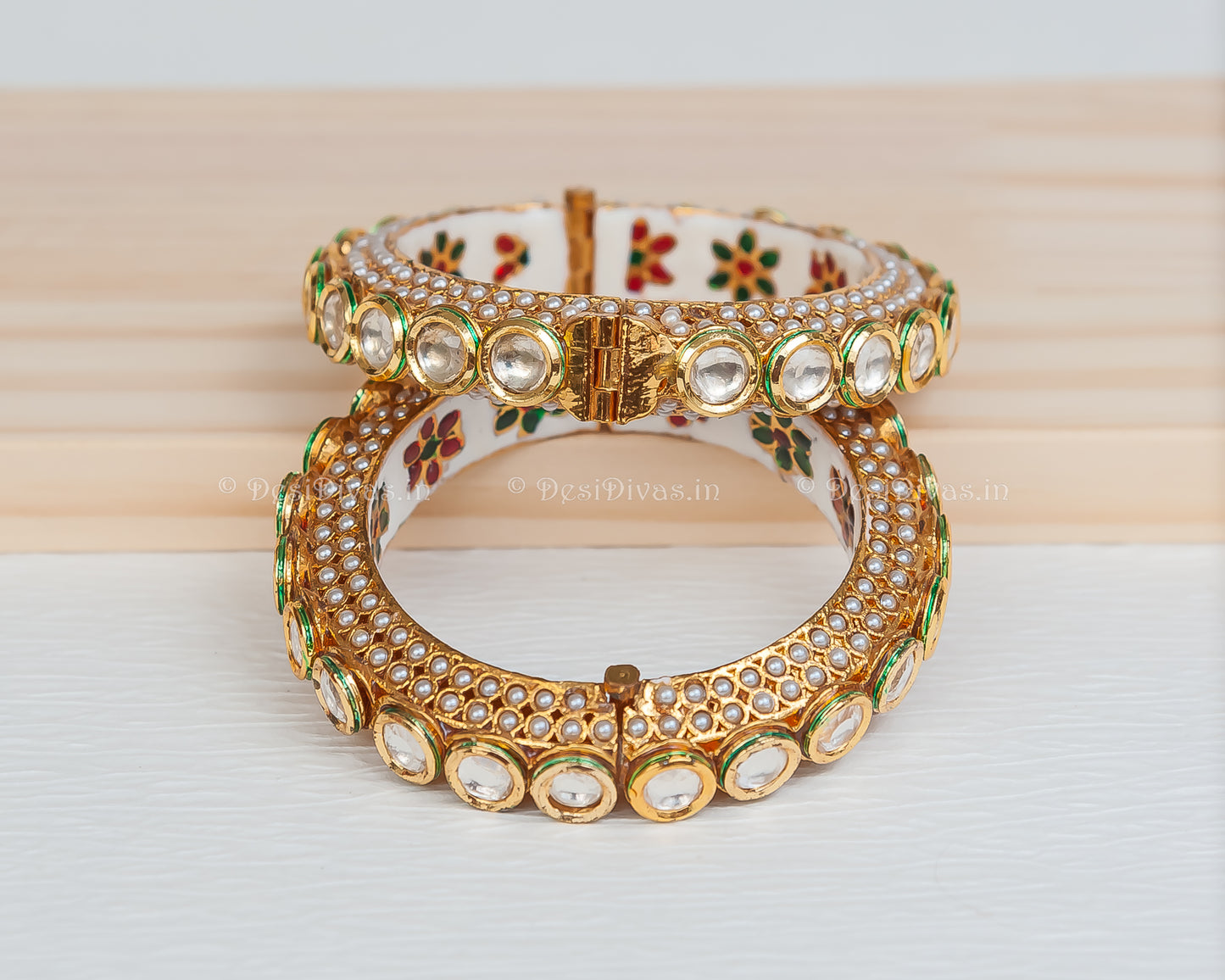 Jaipuri Rajwadi Pachali Meenakari Openable Kada Bangle, Indian Wedding jewelry