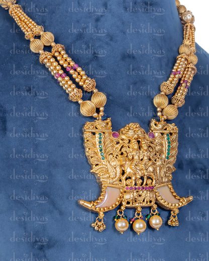 Elegant Lord Shiv Parvati Gold Plating Temple Necklace Set