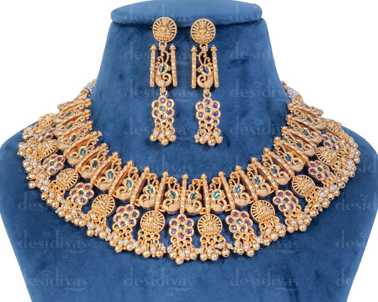 Elegant Gold Plating Temple Necklace Set