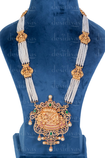 Elegant Lord Vishnu Lakshmi Ji Temple Necklace Set