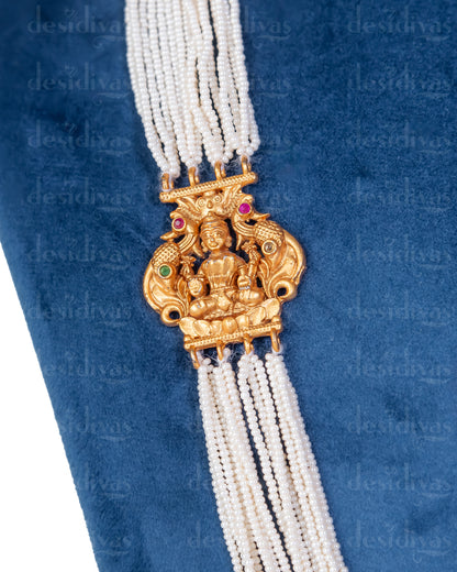 Elegant Lord Vishnu Lakshmi Ji Temple Necklace Set