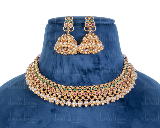 Elegant Gold Plating Temple Necklace Set