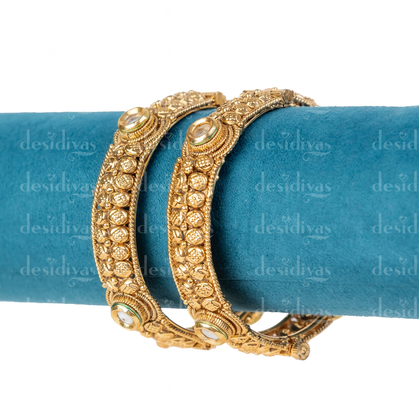 Golden Kundan Openable Bangles