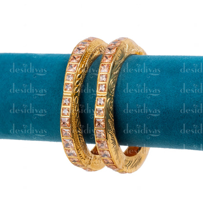 CZ Golden Openable Bangles