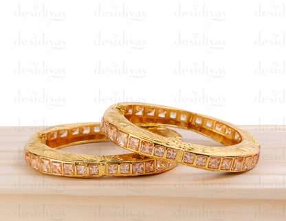 CZ Golden Openable Bangles