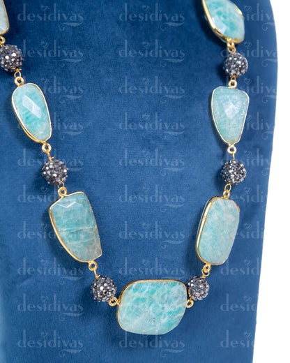 Classic druzy glossy stone gold plated Necklace