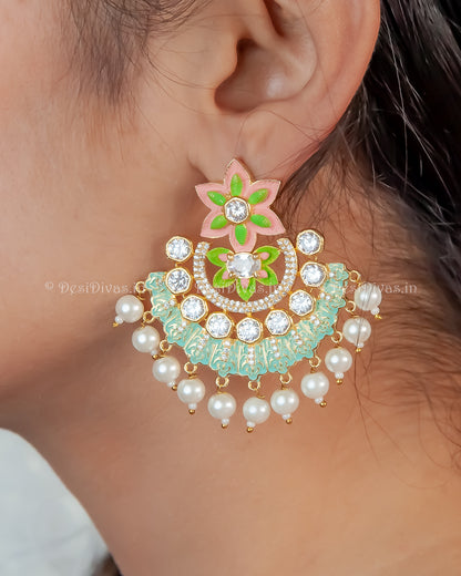 ''MORANGI'' Swarovski Meena Chandbali Danglers Earring