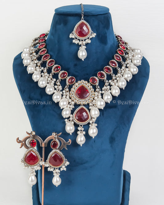 Premium Quality Kundan Necklace Set with Ruby