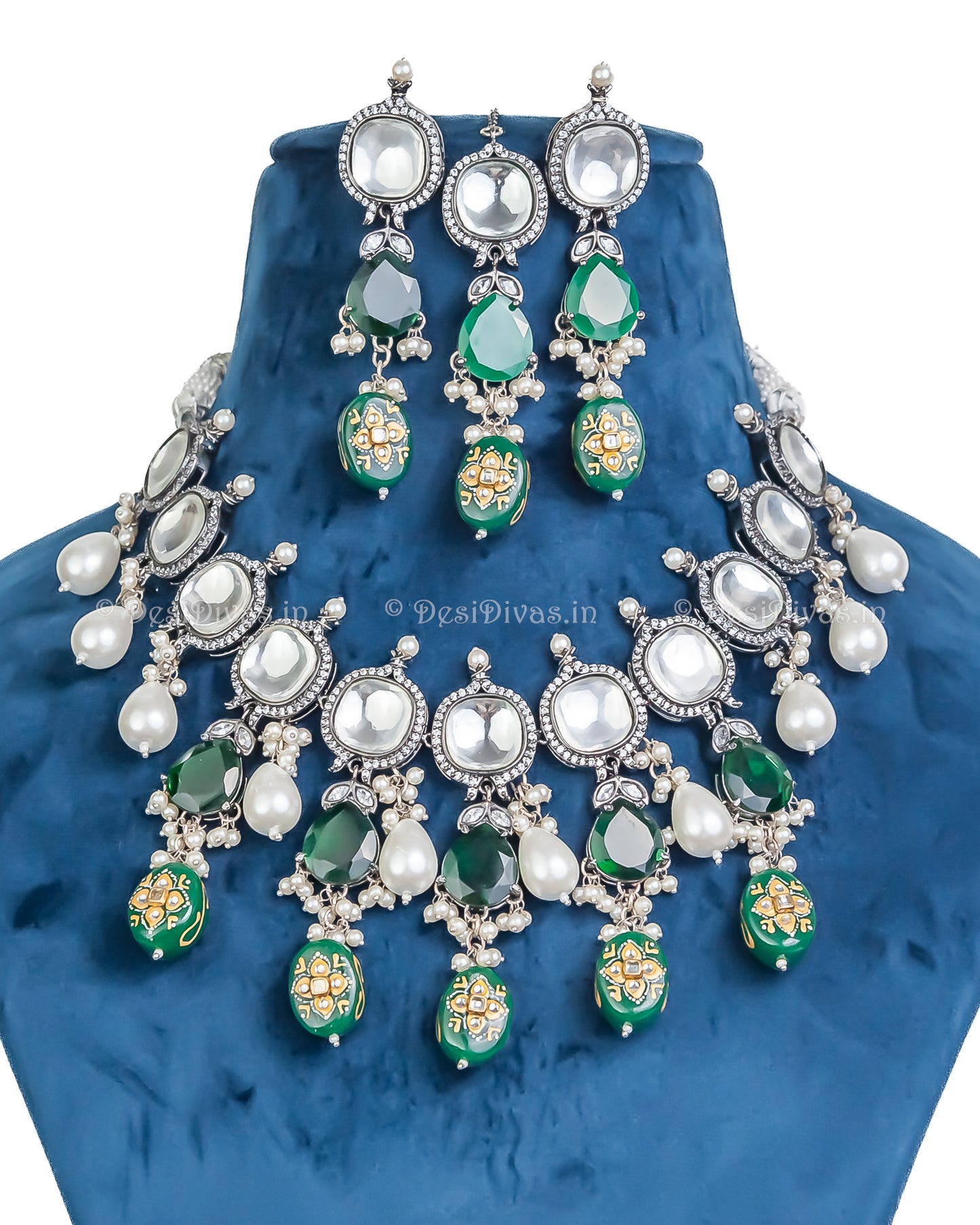 premium quality Polki Kundan Chokar Necklace Set