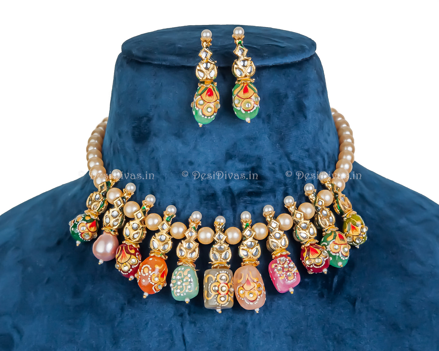 ''Satrangi'' Premium Quality Kundan Pearl Necklace set