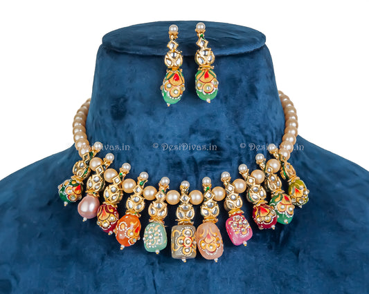 ''Satrangi'' Premium Quality Kundan Pearl Necklace set