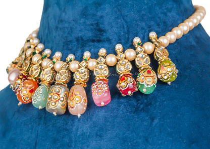 ''Satrangi'' Premium Quality Kundan Pearl Necklace set