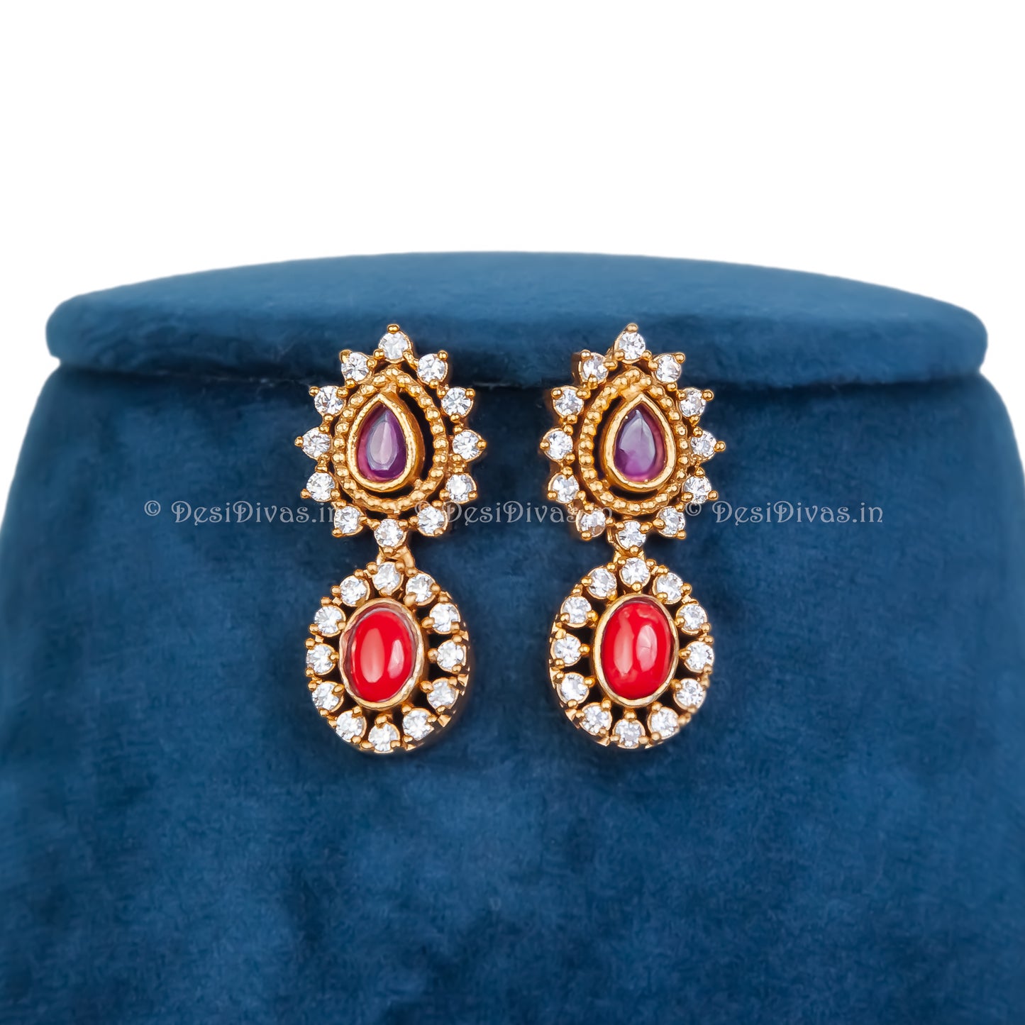 ''CHAKORI'' Nau Ratan Kundan Fusion 2 line Necklace Set