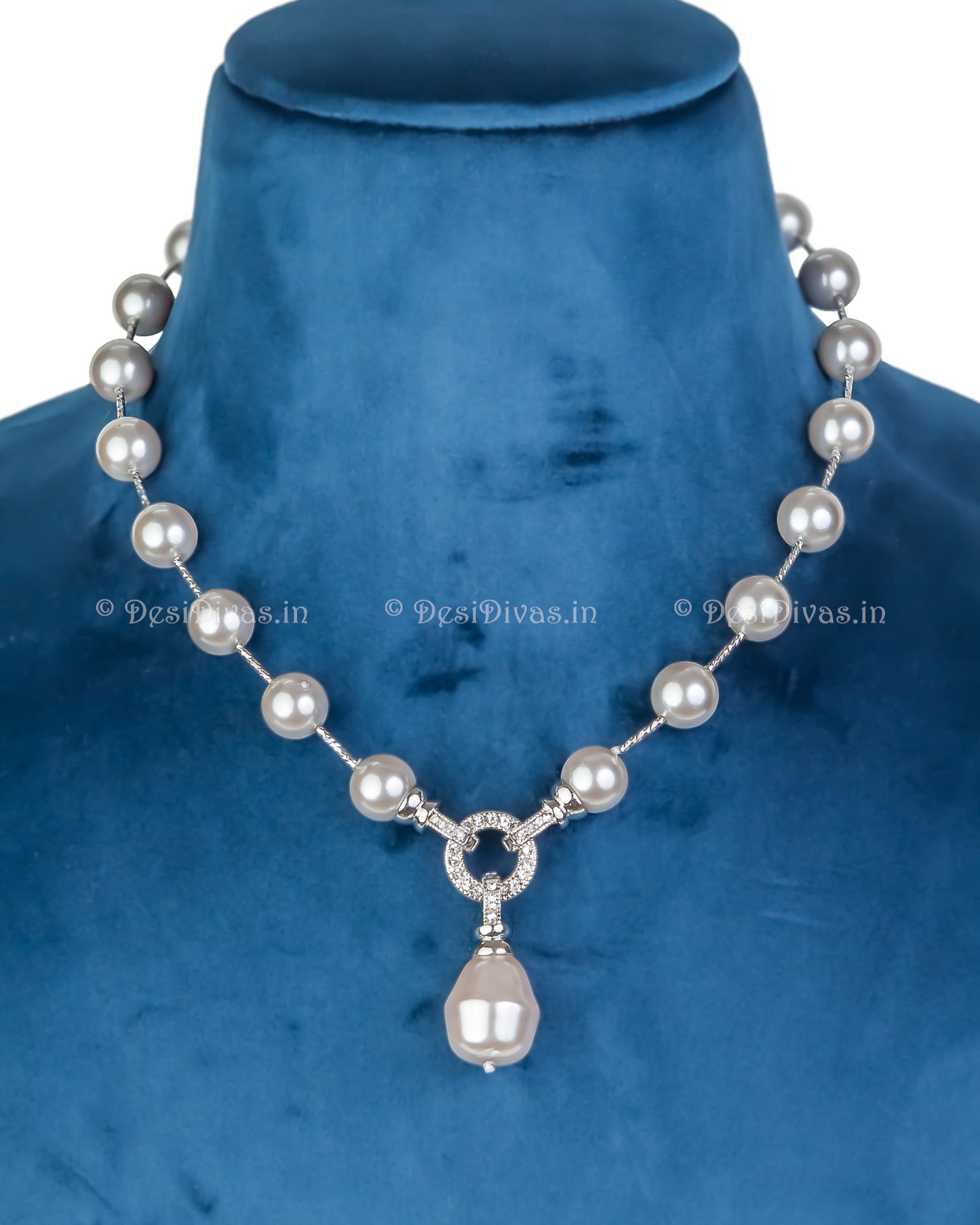 Statement High-Quality Grey Cultured Pearl String Necklace