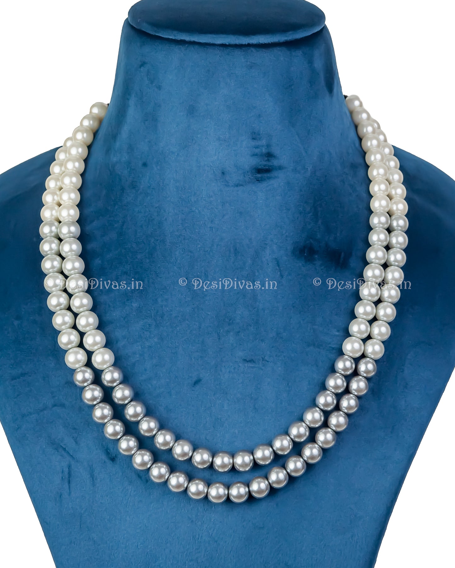 Statement High-Quality Cultured 2 line Pearl String Necklace