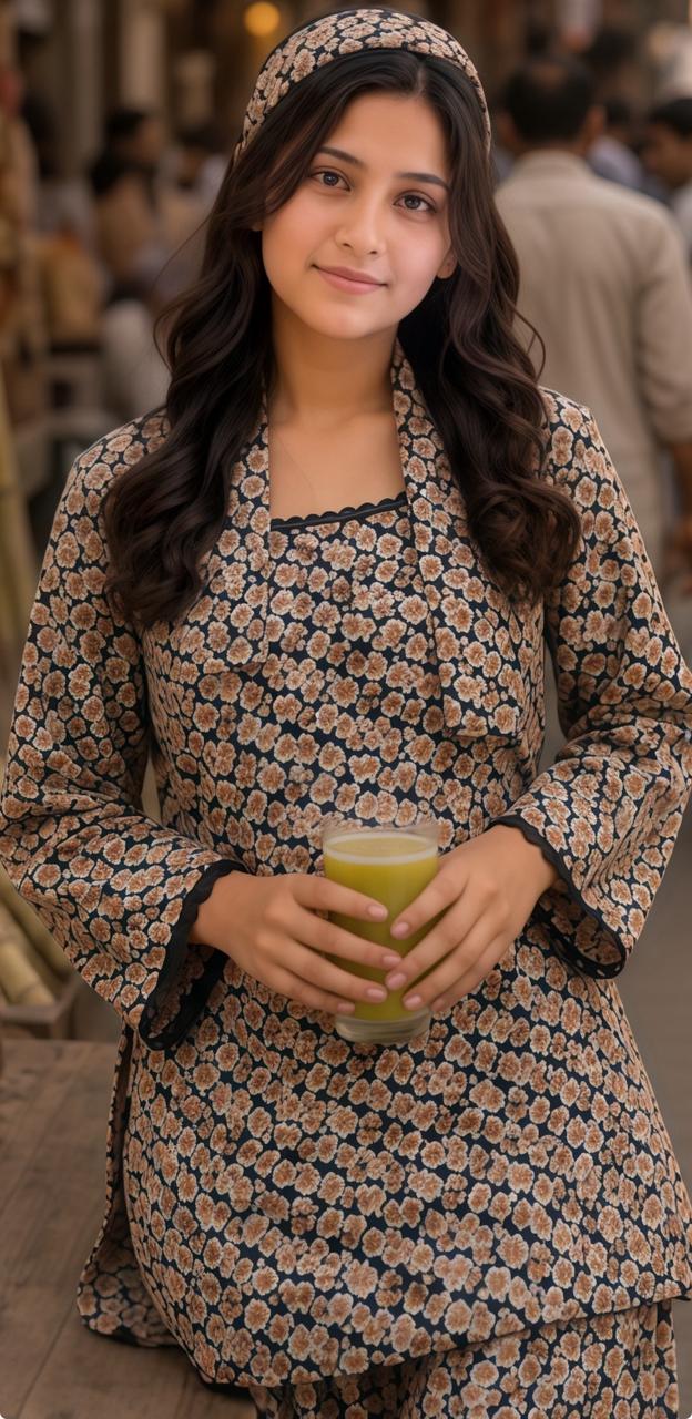 Women's Floral Printed Farsi salwar Suit with Matching Headband 🌻