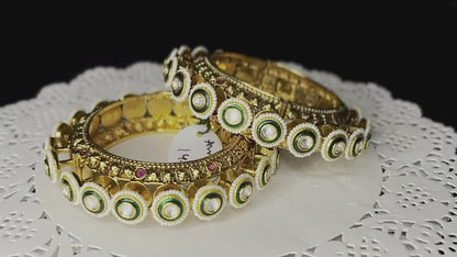 Traditional Pacheli Rajwadi Kundan Kada Bangle