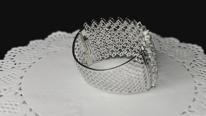 Dazzling Rhodium Plated CZ Bridal Bangle Bracelet