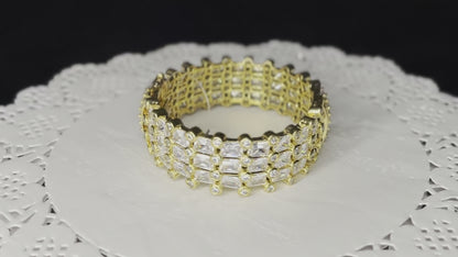 Dazzling Gold Plated CZ Bridal Bangle Bracelet