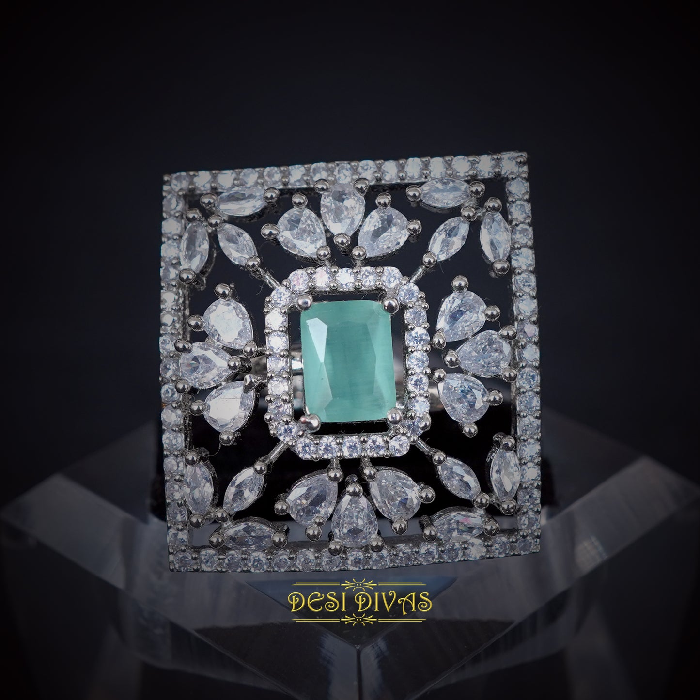 Mint Green Stunning CZ Diamond Ring