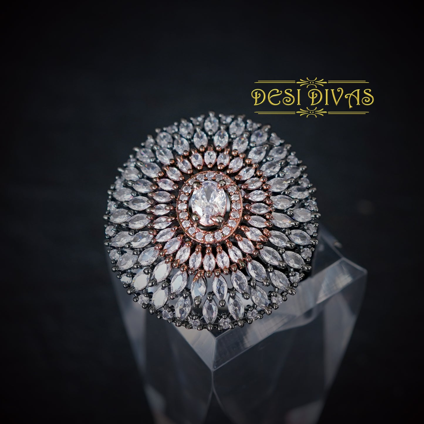 Saanjh Savera stunning CZ cocktail Ring