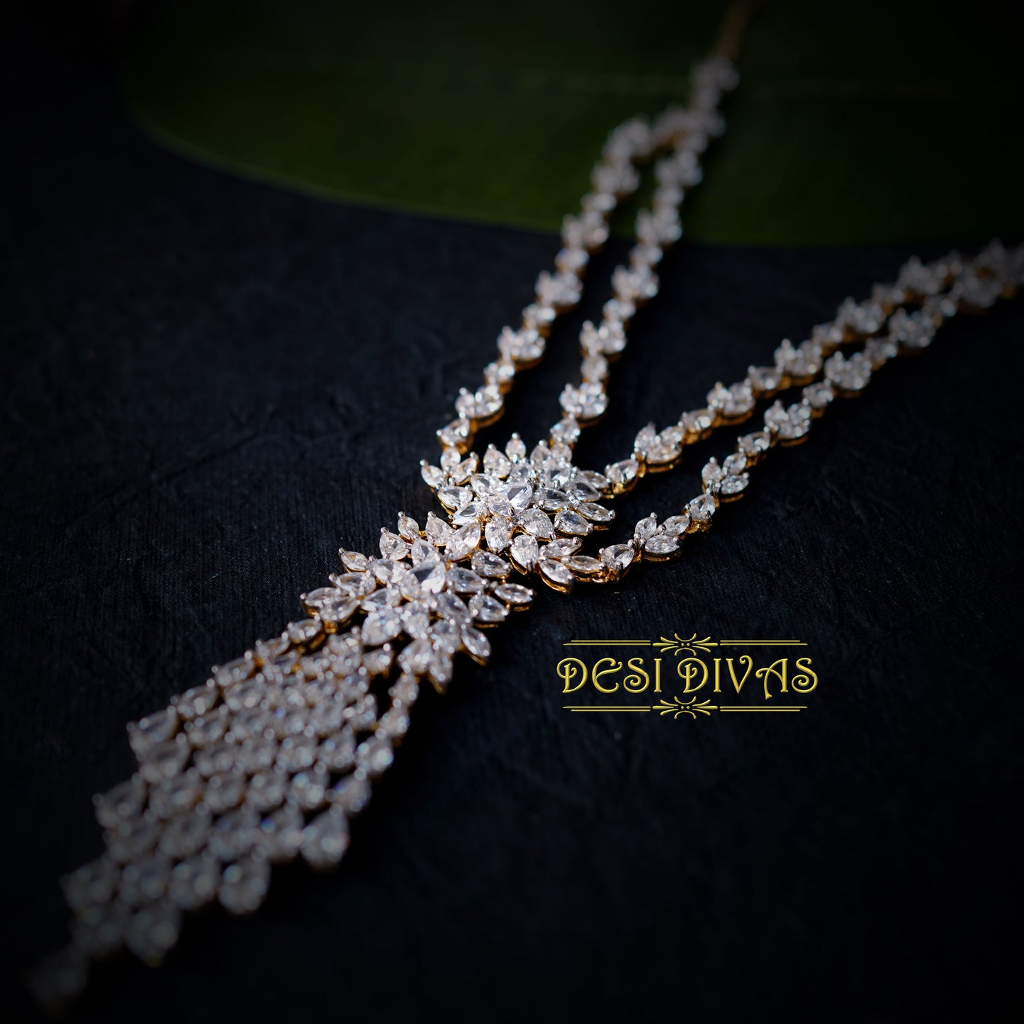 Dazzling Gold Plated CZ Bridal Necklace Set