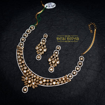 Dazzling Gold Plated CZ Bridal Necklace Set