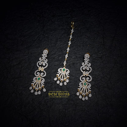 Dazzling Gold Plated CZ Bridal Necklace Set