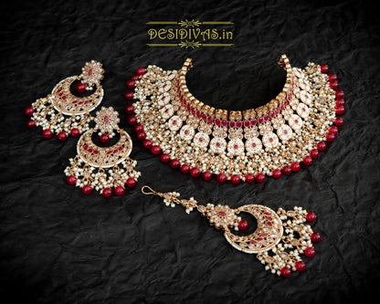 ''SIDURI'' Premium Quality Reverse AD Antique Plating chokar Necklace Set