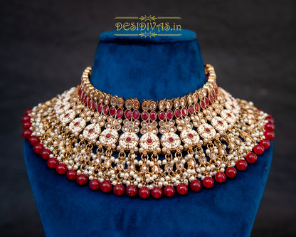 ''SIDURI'' Premium Quality Reverse AD Antique Plating chokar Necklace Set