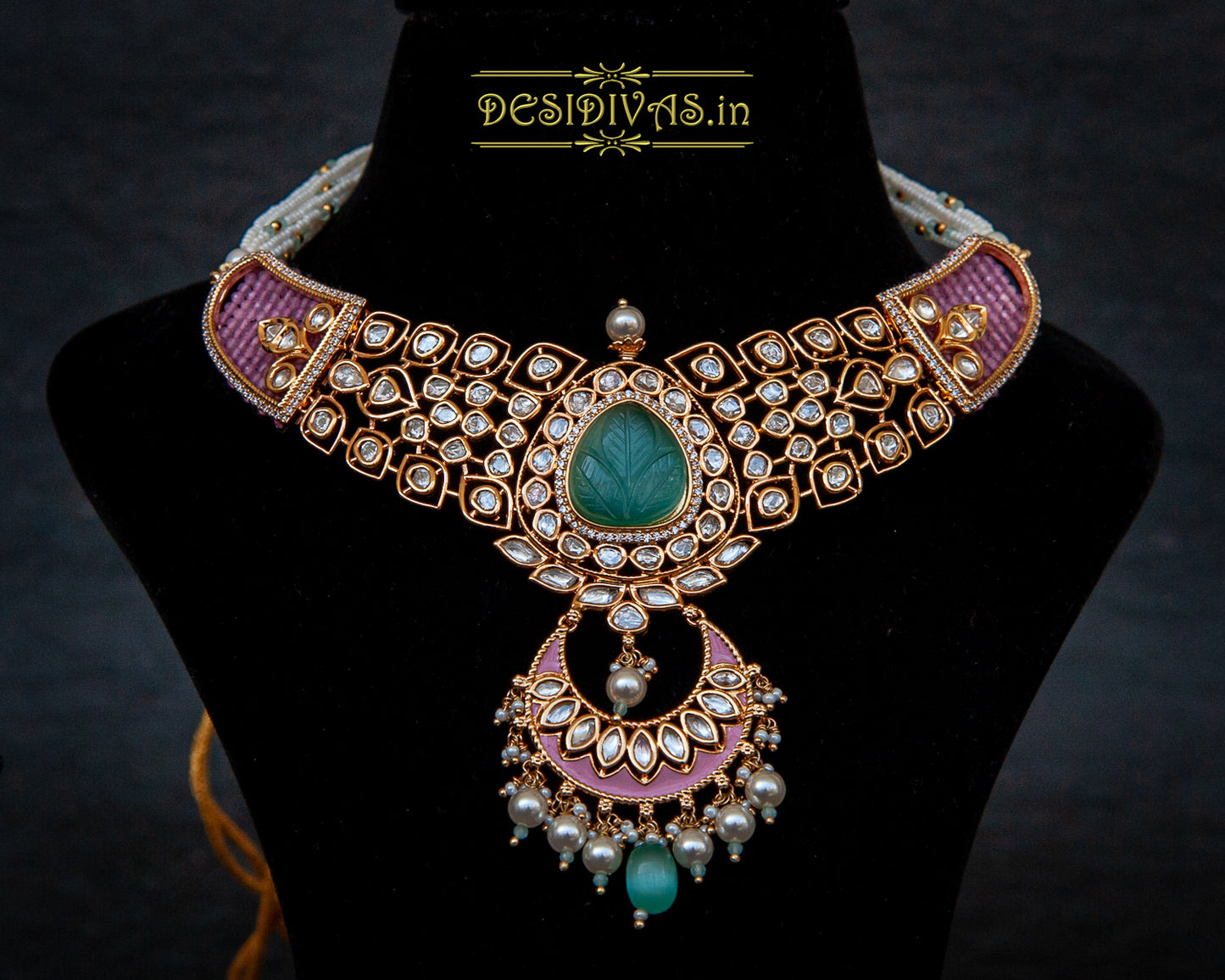 ''TARANUM'' Tyaani inspired kundan Polki Meena Necklace set