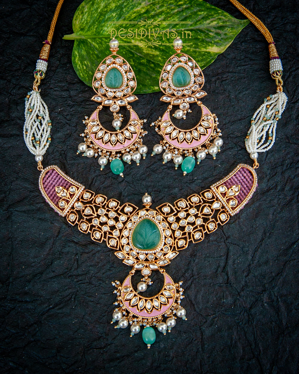 ''TARANUM'' Tyaani inspired kundan Polki Meena Necklace set