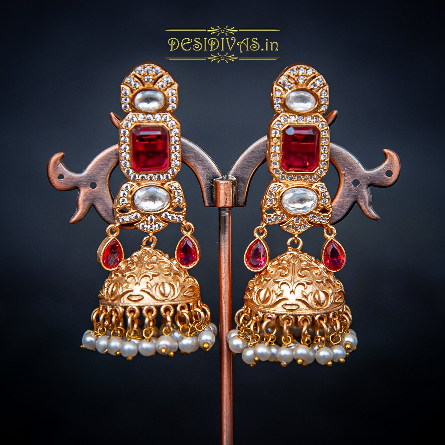 Dazzling Elegant Fusion Gold Plated CZ Bridal Chokar Set