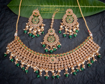 Premium Quality Reverse AD Gold Plating chokar Necklace Set