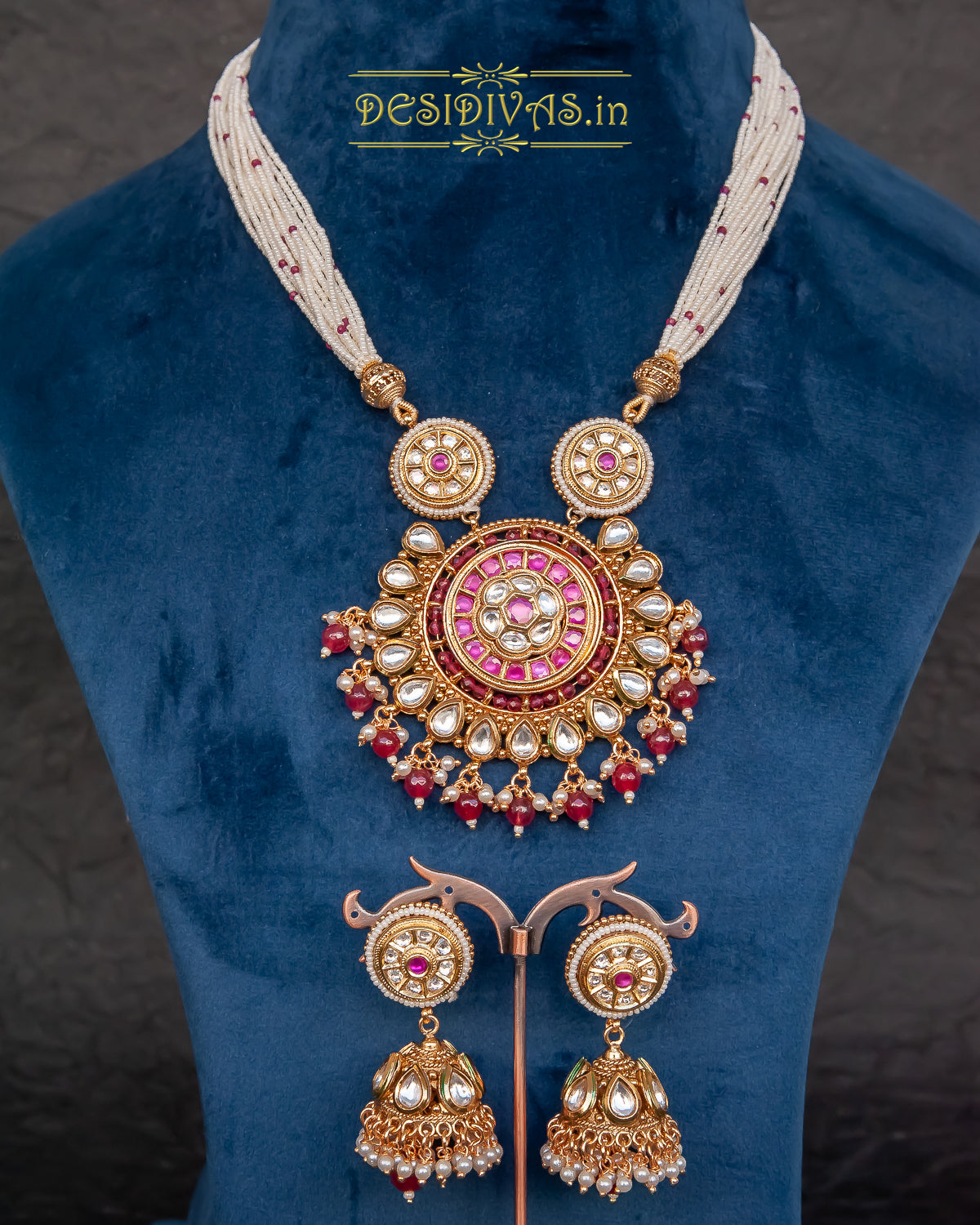 ''Meera'' Kundan Polki Long Necklace Set