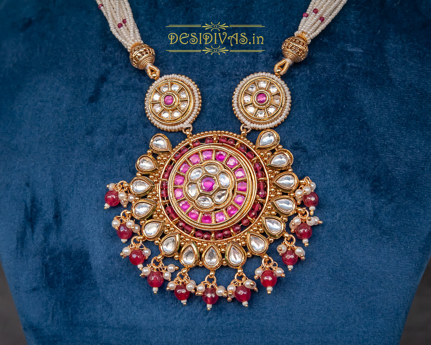 ''Meera'' Kundan Polki Long Necklace Set