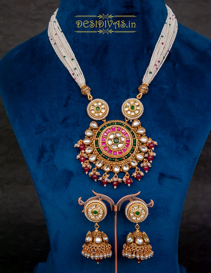 ''Meera'' Kundan Polki Long Necklace Set