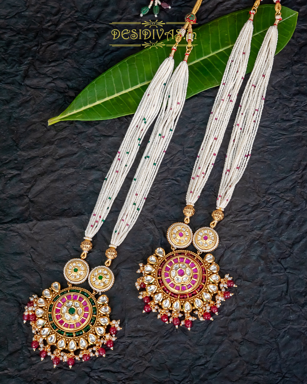 ''Meera'' Kundan Polki Long Necklace Set